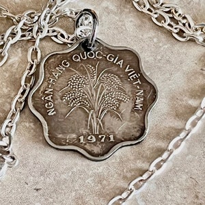Viet Nam Coin Necklace 5 Dong Coin Hoa Pendant Personal Old Vintage Handmade Jewelry Gift Friend Charm For Him Her World Coin Collector