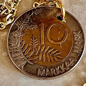 Finland Coin Necklace 10 Finnish Markkaa Suomi Personal Old Vintage Handmade Jewelry Gift Friend Charm For Him Her World Coin Collector