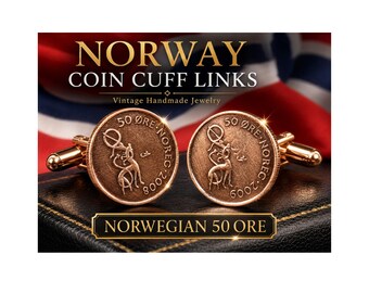 Coin Cufflinks - Norway, 50 Øre - Olav V Coin Cufflink, Men's