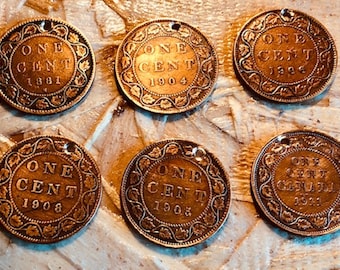 Canada Penny Coin Pendant One Canadian Cent Personal Necklace Vintage Handmade Jewelry Gift Friend Charm For Him Her World Coin Collector