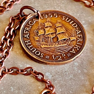Südafrika Münze Africca Anhänger persönliche Halskette alte Vintage handgemachte Schmuck Geschenk Freund Charme für ihn ihre Welt Münzsammler