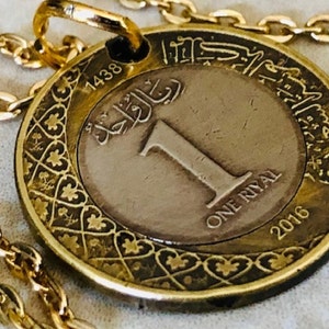 Saudi Arabia Coin Necklace 1 Riyal Coin Pendant Personal Old Vintage Handmade Jewelry Gift Friend Charm For Him Her World Coin Collector