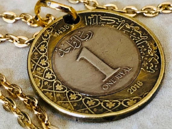 Saudi Arabia Coin Necklace 1 Riyal Coin Pendant Personal Old