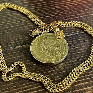 Mexico munthanger – 100 pesos ketting | Handgemaakte Mexicaanse sieraden | Vintage muntbedel | Cadeau voor hem of haar | Azteeks erfgoedontwerp