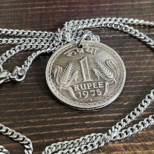 India Rupee Coin Necklace | Vintage Indian Pendant | Handmade Jewelry Gift | Personal Lucky Charm | Collectible Coin Jewelry