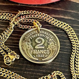 France Coin Collier Pendentif 2 Francs LIBERTE EGALITE FRATERNITE Collier Personnel Bijoux Cadeau Ami Charme Lui Son Monde Collectionneur