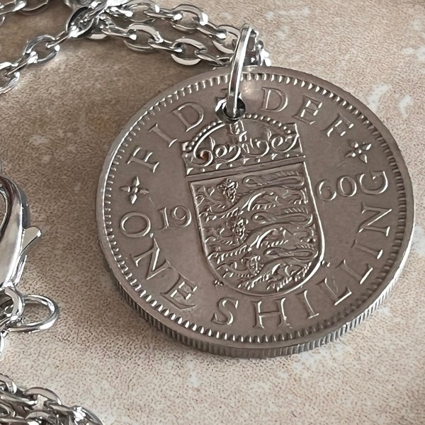 British 1 Shilling Pendant Necklace United Kingdom Britain Personal Necklace Jewelry Gift Friend Charm For Him Her World Coin Collector