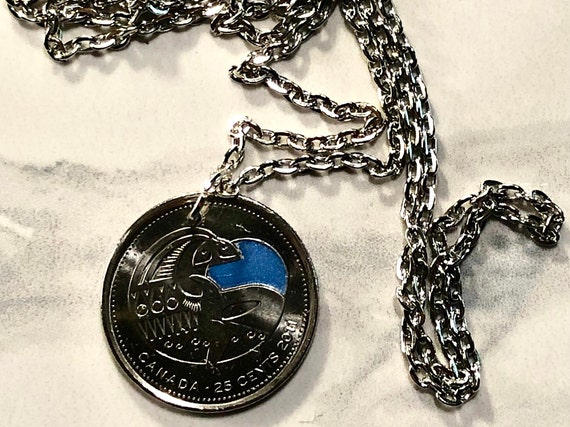 Canadian Quarter Coin Necklace 2011 Orca Killer Whale Coloured