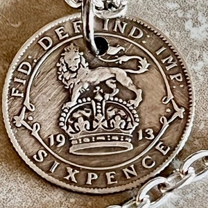England Silver Coin Necklace Six Shilling Pendant Handmade Britain Charm Gift For Friend Coin Charm Gift For Him, Coin Collector World Coins