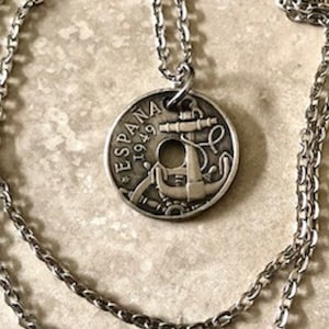 Spanien Münze Halskette Spanisch 50 Centimos Anhänger Alte Vintage Handgemachte Schmuck Geschenk Freund Charme für Ihn Her World Münzensammler