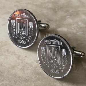 Ukraine Coin Cufflinks Ukrainian 5 Kopiyok Personal Old Vintage Handmade Jewelry Gift Friend Charm For Him Her World Coin Collector