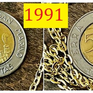 Italy Coin Pendant 500 Lira Italian Personal Necklace Vintage Handmade Jewelry Gift Friend Charm For Him Her World Coin Collector