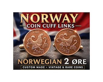 Coin Cufflinks - Norway, 50 Øre - Olav V Coin Cufflink, Men's