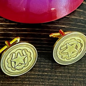 Gemelos de la suerte, herradura y estrella, joyería hecha a mano, gemelos, regalo, amuleto de amigo para él, su coleccionista de monedas mundial