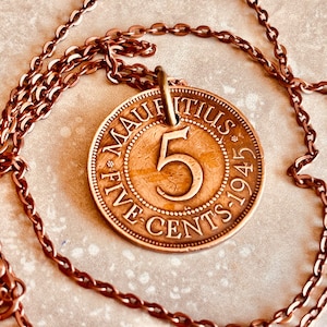 Mauritius 5 Cent Münze Anhänger Afrikanische persönliche Halskette Vintage handgemachte Schmuck Geschenk Freund Charme für ihn ihre Welt Münzsammler