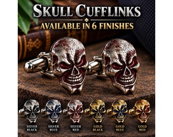 Skull Cufflinks, Gothic Cuff Links for Men, Biker Jewelry, Alternative Gift for Him