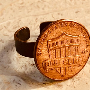 United States Coin Ring USA Lincoln Shield Cent Penny Adjustable Custom Vintage and Rare Coins Coin Enthusiast Fashion Accessory