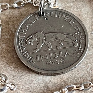 India Half Rupee Coin Necklace | Vintage Indian Pendant | Handmade Jewelry Gift | Personal Lucky Charm | Collectible Coin Jewelry