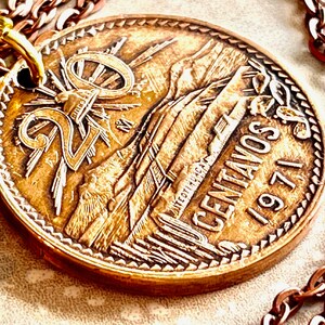 Mexico Coin Pendant – 20 Centavos Necklace | Handmade Mexican Jewelry | Vintage Coin with Rhinestone Charm | Gift for Him or Her