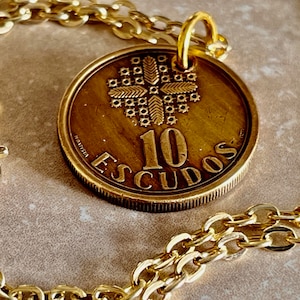 Portugal Coin Necklace Portuguese 10 Escudos Pendant Personal Vintage Handmade Jewelry Gift Friend Charm For Him Her World Coin Collector