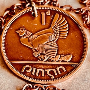Ireland Coin Pendant Irish 1 Cent Celtic Harp Chicken Necklace Charm Gift. Friend Coin Charm Gift For Him, Her, Coin Collector, World Coins