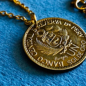 Peru Münze Anhänger Peruanischer UN Sol De Oro Persönliche Halskette Alte Vintage Handgemachte Schmuck Geschenk Freund Charme Für Ihn Her World Münzensammler