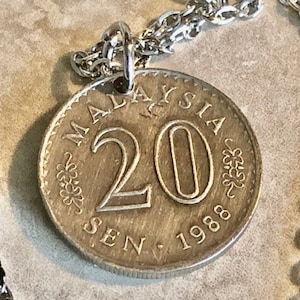 Malaysia Coin 20 Sen Pendant Necklace Custom Personal Necklace Vintage Handmade Jewelry Gift Friend Charm For Him Her World Coin Collector