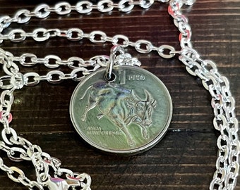 Philippines Coin Necklace Pendant Pilipinas 1 Piso Personal Vintage Handmade Jewelry Gift Friend Charm For Him Her World Coin Collector