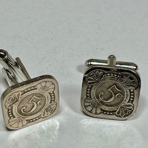 Netherlands Coin Cufflinks, Cuff Links, 5 Cents Personal Old Vintage Handmade Jewelry Gift Friend Charm For Him Her World Coin Collector