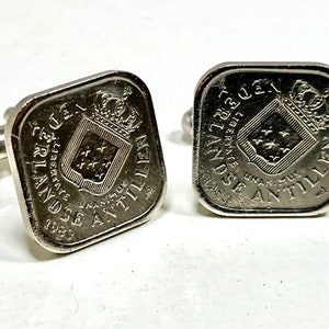 Netherlands Antillen Coin Cufflinks Personal Cufflinks Old Vintage Handmade Jewelry Gift Friend Charm For Him Her World Coin Collector