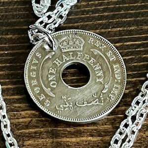 Westafrika Münze Halskette One Half Penny Anhänger Persönliche Vintage Handgemachte Schmuck Geschenk Freund Charme für Ihn Her World Münzensammler