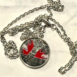 Canadian Quarter Necklace Pendant | 2002 25 Cents Hockey Coin | Vintage Canada Jewelry | Custom Made Gift for Him or Her