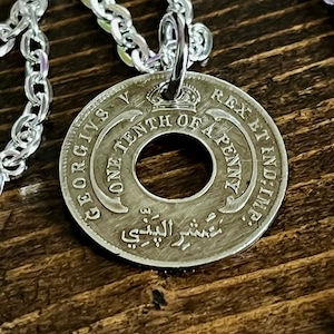Westafrika Münze Halskette Zehntel Cent Anhänger persönliche Vintage handgemachte Schmuck Geschenk Freund Charme für ihn ihre Welt Münzsammler