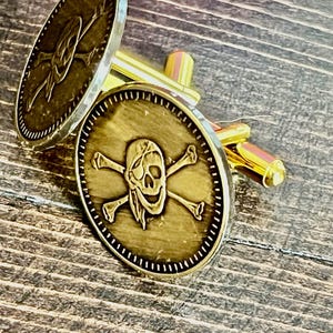 Piraat manchetknopen Jolly Roger vlag schip kapitein zwarte baard handgemaakte sieraden manchetknopen cadeau vriend charme voor hem haar World Coin Collector
