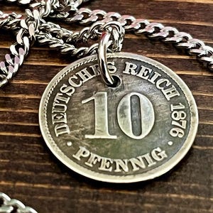 Germany 10 Pfennig Coin Necklace Vintage German Pendant Handmade Custom Jewelry Unique Charm Gift for Collectors and History Lovers