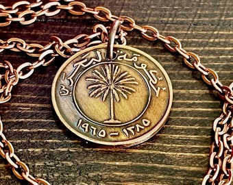 Bahrain Coin Necklace Fils Coin Pendant Necklace Vintage Personal Handmade Jewelry Gift Friend Charm For Him Her World Coin Collector