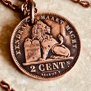 Belgium Coin Necklace – 2 Cents Pendant Handmade | Vintage Belgian Jewelry | Custom Gift for Him or Her | Old Europe Coin Charm
