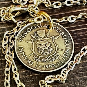 Burundi pièce de monnaie collier Afrique 1 franc pendentif personnel ancien vintage bijoux faits main cadeau ami charme pour lui son monde collectionneur de pièces