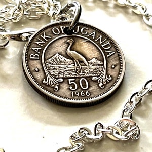 Uganda Africa Coin Necklace 50 Cents Pendant Personal Old Vintage Handmade Jewelry Gift Friend Charm For Him Her World Coin Collector