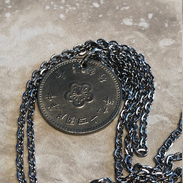 Taiwan Coin Pendant Necklace 1 Yuan Custom Made Vintage and Rare coins - Coin Enthusiast - Fashion Accessory