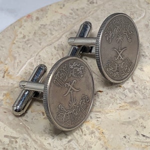 Boutons de manchette de pièces d&#39;Asie, pièces rares sur mesure, vintage, bijoux faits à la main, cadeau, charme d&#39;ami pour lui, collectionneur de pièces du monde