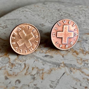 Schweiz Rappen Münze Ohrstecker Set Schweizer Franken Custom Made Rare Coins Coin Enthusiast Fashion Accessoire Handmade