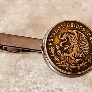 Mexico Coin Tie Clip Estados Unidos Mexican Peso Custom Made Charm Gift For Friend Coin Charm Gift For Him, Coin Collector, World Coins