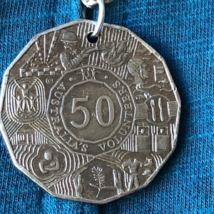 Australia Coin Chain Volunteer Pendant 50 Cent Necklace Personal Handmade Jewelry Gift Friend Charm For Him Her World Coin Collector