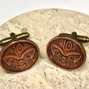 New Zealand Coin Cufflinks New Zealanders 10 Cents Personal Vintage Handmade Jewelry Gift Friend Charm For Him Her World Coin Collector