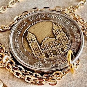 Panama Münze Halskette Santa Maria Kirche Panama persönlich Vintage handgemachte Schmuck Geschenk Freund Charme für ihn ihre Welt Münzsammler