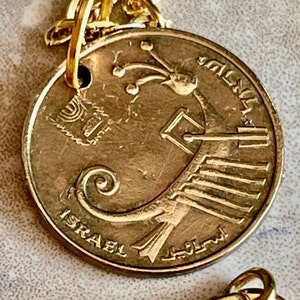 Israel Coin Necklace 1 Acora Pendant Jewish Israelite  Hanukkah Personal Handmade Jewelry Gift Friend Charm For Him Her World Coin Collector