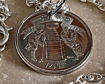 Canadian Quarter Necklace Pendant Canada NHL 125 Years Men's Hockey Personal Jewelry Gift Friend Charm For Him Her World Coin Collector