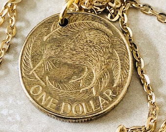 キウイコインペンダント：ハンドカットニュージーランド20セント、14K