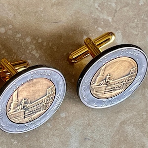 Italy Coin Cuff Links Italian 500L Personal Cufflink Old Vintage Handmade Jewelry Gift Friend Charm For Him Her World Coin Collector